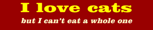 I love cats, but I can't eat a whole one